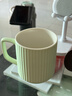 拜杰陶瓷豎紋馬克馬克杯陶瓷杯咖啡杯早餐杯牛奶大容量杯子400ml 曬單實(shí)拍圖