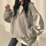 CTOX拉鏈連帽衛衣女寬松韓版純色上衣百搭寬松2025春秋夏季外套ins潮灰色 薄款M 80-100斤 曬單實(shí)拍圖