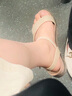 ZHR涼鞋女一字帶羅馬風(fēng)輕便外穿女鞋小清新露趾搭扣坡跟鞋子女 J189 米色 37 曬單實(shí)拍圖