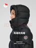 保姆鵝  兒童羽絨服寶寶中長(cháng)款護臉加厚鴨絨外套防風(fēng)保暖童裝冬裝 炭黑 110 曬單實(shí)拍圖
