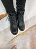 富貴鳥(niǎo)（FUGUINIAO）馬丁靴女冬季棉鞋女短靴粗跟英倫真皮羊毛保暖青中年棉靴子女皮鞋 FG5021黑色[羊毛保暖] 37 曬單實(shí)拍圖