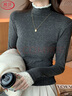 浪莎拼接蕾絲花邊半高領(lǐng)打底衫女秋冬季內搭2025新款磨毛修身保暖上衣 曬單實(shí)拍圖