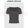 UR2025秋季新款女裝簡(jiǎn)約肌理感紐扣飾亨利領(lǐng)短款T恤UWB450069 暖灰 L 曬單實(shí)拍圖