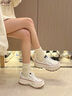 CHERY KALLY輕奢增高厚底鞋女2025新款松糕鞋黑色百搭休閑鞋時(shí)尚帆布女鞋 CHERY&KALLY 米白色 -增高6cm 37 曬單實(shí)拍圖