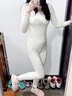 Carey Kay德絨發(fā)熱無(wú)痕保暖內衣女士秋冬加厚打底衣修身顯瘦秋衣秋褲套裝 羊暖白 L 曬單實(shí)拍圖