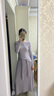 鷺青一原創(chuàng)【映簾】莫代爾棉針織連衣裙女秋極簡圓領修身綁帶長裙 紫色 M 曬單實拍圖