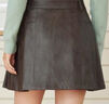 樂(lè )町復古pu皮百褶裙女防走光打底褲半身裙學(xué)院風(fēng)短裙 黑棕色 S 曬單實(shí)拍圖