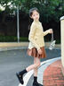女童毛衣秋冬韓版童裝大童女孩半高領(lǐng)開(kāi)叉加厚保暖針織衫打底上衣 米色毛衣-單件哦 160cm 曬單實(shí)拍圖
