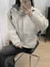 尚靜夾棉加厚韓版時(shí)尚工裝外套女2025冬季新款休閑連帽長(cháng)袖保暖短上衣 淺米灰色 M 曬單實(shí)拍圖
