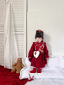 女寶拜年服女童冬季加絨漢服連衣裙嬰兒周歲禮服紅色新年旗袍唐裝 酒紅色漢服裙 73 cm 曬單實(shí)拍圖