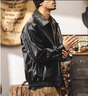 JEEP SPIRIT美式復古春季皮衣外套男潮牌硬漢機車(chē)服2025新款痞帥寬松飛行夾克 黑色 XL 適合145-160斤 曬單實(shí)拍圖