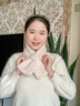 珩昀純色毛毛女冬季護頸圍脖韓版可愛(ài)學(xué)生仿獺兔毛絨加厚保暖交叉圍巾 【純色環(huán)扣款】米色 曬單實(shí)拍圖