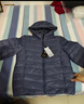 雅鹿羽絨服女士輕薄秋羽絨連帽簡(jiǎn)約純色修身保暖短款外套 黑色 165  曬單實(shí)拍圖