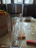 蘇泊爾（SUPOR）玻璃杯茶水分離男士水杯雙層高硼硅玻璃耐高溫大容量泡茶杯子禮物 行硯黑400mL 曬單實(shí)拍圖