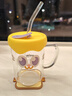 樂(lè )扣樂(lè )扣（LOCK&LOCK）卡通玻璃杯水杯家用杯子高顏值牛奶杯 吐司貓黃色- 500ml 曬單實(shí)拍圖