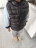 中大童輕薄羽絨棉馬甲連帽背心馬夾男女寶寶秋冬外穿坎肩校服百搭 黑色 140 曬單實(shí)拍圖