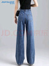真維斯（JEANSWEST）牛仔褲女2025秋季高腰闊腿褲垂感時(shí)尚寬松女士長(cháng)褲子女深藍色L 曬單實(shí)拍圖
