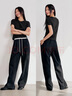 森馬（Semir）涼感T|森馬短袖T恤女短款刺繡修身休閑2025新款基礎(chǔ)圓領(lǐng)正肩夏裝 中花灰00510 M 曬單實(shí)拍圖