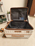 花花公子行李箱男拉桿箱女登機旅行箱前側開(kāi)蓋鋁框箱 白配咖 20英寸 曬單實(shí)拍圖