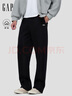 GAP男裝2025秋季新款膠印logo松緊腰抓絨寬松衛褲運動(dòng)長(cháng)褲786440 黑色 L (175/84A) 亞洲尺碼 曬單實(shí)拍圖