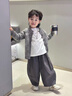 G.DUCKKIDS小黃鴨童裝男童秋裝套裝2025新款兒童毛衣外套三件套寶寶春秋衣服 灰色三件套 120 (建議105-115cm 4-5.2周歲) 曬單實(shí)拍圖