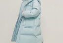 茵曼（INMAN）2025秋冬女新款高充絨量微皺防鉆絨羽絨服連帽抽繩收腰中長(cháng)款外套 淺灰藍 S 曬單實(shí)拍圖