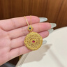 勞梭999足金八寶羅盤(pán)黃金吊墜女5D金琺瑯平安扣項鏈生日禮物送女友 古法金八寶羅盤(pán)鑲莫桑鉆+贈銀鏈/15克多退少補 曬單實(shí)拍圖