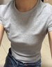優(yōu)衣庫女裝圓領(lǐng)短T恤短袖迷你T修身百搭辣妹顯瘦打底新款474410 03 灰色 S /155/80A 曬單實(shí)拍圖