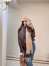 玖慕（JIUMU）100%純山羊絨圍巾女秋冬披肩漸變水波紋保暖圍脖媽媽中秋禮物 松露可可-駝棕漸變 曬單實(shí)拍圖