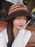 CACUSS帽子女冬季保暖漁夫帽大頭圍顯臉小盆帽復古格紋泰迪絨帽子 咖色 曬單實(shí)拍圖