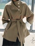 對白（DUIBAI）【杜鵑同款】復古通勤立領(lǐng)風(fēng)衣女2026春新款寬松休閑夾克外套 卡其綠 M 曬單實(shí)拍圖