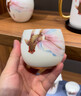 IKXO高端羊脂玉白瓷鎏金主人杯單杯個(gè)人專(zhuān)用茶杯生日禮物送長(cháng)輩男女盞 悠然自得*聚福鎏金杯 禮盒裝 曬單實(shí)拍圖