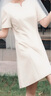 尚都比拉設計感V領(lǐng)性感連衣裙女夏季優(yōu)雅氣質(zhì)白色收腰裙休閑風(fēng)通勤中長(cháng)裙 曬單實(shí)拍圖