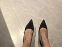 百麗踏【廠(chǎng)牌】真皮高跟鞋細跟氣質(zhì)絕美黑色單鞋絨面大碼女鞋面試 黑色【5cm跟高】 36 曬單實(shí)拍圖