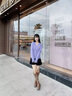 Teenie Weenie小熊女裝毛針織衫2025秋新款舒適寬松學(xué)院風(fēng)V領(lǐng)毛衣 紫色 S 曬單實(shí)拍圖