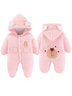 精尼琳嬰兒外出抱抱服包腳連體衣冬季加厚外穿包腳秋冬連襪寶寶帶腳秋冬 藕色_小熊 73cm 曬單實(shí)拍圖