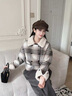 尚靜小香風(fēng)復古格紋大毛領(lǐng)加厚外套女2025年冬季新款氣質(zhì)寬松保暖上衣 黑白格 M 曬單實(shí)拍圖