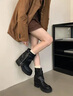 卡米高9cm內增高馬丁靴女2025秋冬新款厚底褲管靴小個(gè)子復古休閑短靴女 黑色內增高9cm 37 (235mm) 曬單實(shí)拍圖