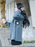 Navigare意大利小帆船中長(cháng)款毛呢大衣女2025秋冬季新款純羊毛連帽風(fēng)衣外套 暮色灰 M 曬單實(shí)拍圖