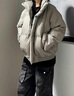 OEMG 短款立領(lǐng)棉服男士秋冬季潮牌高級感機車(chē)皮衣vintage上衣棉襖外套 灰色 XL [建議110-130斤] 曬單實(shí)拍圖