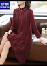 羅蒙（ROMON）中年媽媽裝新款改良旗袍連衣裙氣質(zhì)50歲中老年女裝春秋季洋氣裙子 酒紅色 XL （建議100-115斤） 曬單實(shí)拍圖