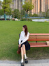 香影學(xué)院風(fēng)藏青色百褶半身裙女2025秋裝新款小個子短款高腰a字裙 藏青 S 155/60A/85-95斤 曬單實拍圖