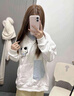 魯雅爾日系學(xué)院風(fēng)可愛(ài)貓咪刺繡衛衣女秋冬季新款加絨設計假兩件上衣外套 白色 常規 L 曬單實(shí)拍圖