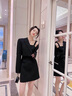 晨芙職業(yè)西裝套裝女御姐女神范氣質(zhì)小個(gè)子短款西服外套連衣裙工作服潮 黑色外套+連衣裙 M 建議90-100斤 曬單實(shí)拍圖