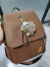 雪愛(ài)袋鼠品牌真皮女士雙肩包2025新款大容量軟皮包秋冬旅行旅游輕便背包 棕色【禮盒裝+掛件+手包卡包】 曬單實(shí)拍圖