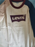 Levi's 李維斯兒童裝男童長(cháng)袖T恤春秋款圓領(lǐng)打底衫百搭撞色插肩袖上衣 焦糖布丁白 160 /80 【建議身高158-170cm】 曬單實(shí)拍圖