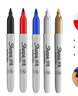 銳意（Sharpie）細頭馬克筆油性防水防褪色速干耐用記號筆商務(wù)辦公標記黑紅藍金銀5支裝國慶出游美術(shù)寫(xiě)生教師賀卡 曬單實(shí)拍圖