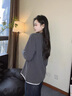 頂峰保羅（Dingfengbaoluo）慵懶風(fēng)假兩件長(cháng)袖t恤美式復古扎染半拉鏈寬松上衣XDN19深灰色M 曬單實(shí)拍圖