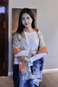 嫵（WOO）圍巾女秋冬季保暖加厚披肩外搭雙面圍脖送媽媽長(cháng)輩生日禮物 望江南米藍  默認顏色 曬單實(shí)拍圖