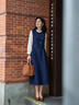 欣妃羽法式連衣裙女2025初秋新款花邊高級感長(cháng)袖中長(cháng)裙 藏青色 M 曬單實(shí)拍圖